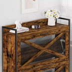 Chic Crate-2-Drawer Flip-Top Shoe Cabinet Étroit | Entrée | Pieds en métal | Marron rustique | 31,5inx8,5inx39,5in