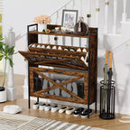 Chic Crate-2-Drawer Flip-Top Shoe Cabinet Étroit | Entrée | Pieds en métal | Marron rustique | 31,5inx8,5inx39,5in