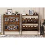 Chic Crate-2-Drawer Flip-Top Shoe Cabinet Étroit | Entrée | Pieds en métal | Marron rustique | 31,5inx8,5inx39,5in