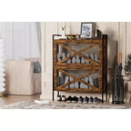 Chic Crate-2-Drawer Flip-Top Shoe Cabinet Étroit | Entrée | Pieds en métal | Marron rustique | 31,5inx8,5inx39,5in