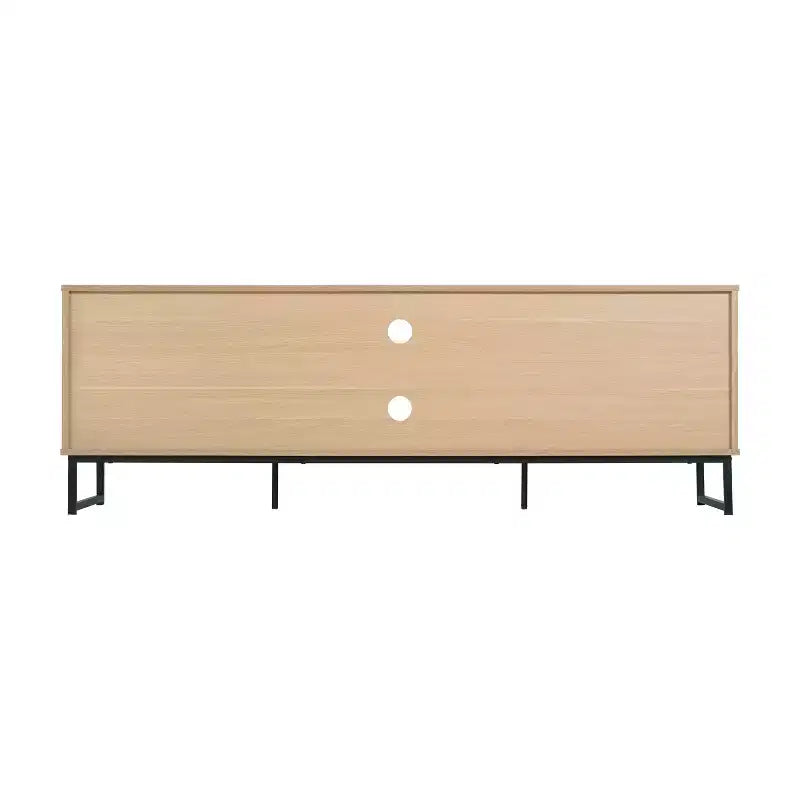 Flash Furniture Malaki Meuble TV moderne du milieu du siècle de 65 pouces avec 2 portes en rotin à fermeture douce et étagère centrale fixe, meuble TV pour téléviseurs jusqu'à 70 pouces
