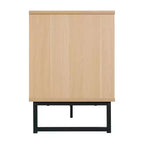 Flash Furniture Malaki Meuble TV moderne du milieu du siècle de 65 pouces avec 2 portes en rotin à fermeture douce et étagère centrale fixe, meuble TV pour téléviseurs jusqu'à 70 pouces