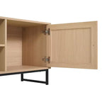 Flash Furniture Malaki Meuble TV moderne du milieu du siècle de 65 pouces avec 2 portes en rotin à fermeture douce et étagère centrale fixe, meuble TV pour téléviseurs jusqu'à 70 pouces