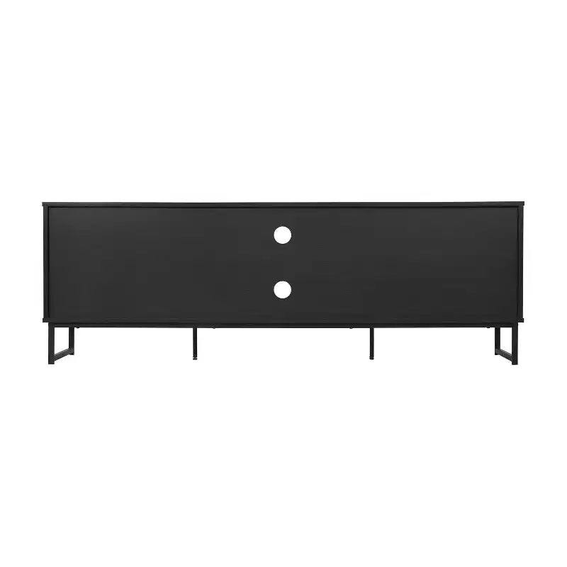 Flash Furniture Malaki Meuble TV moderne du milieu du siècle de 65 pouces avec 2 portes en rotin à fermeture douce et étagère centrale fixe, meuble TV pour téléviseurs jusqu'à 70 pouces