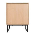 Flash Furniture Malaki – Table de chevet ou table d'appoint moderne du milieu du siècle avec tiroir accentué en rotin, étagère supérieure ouverte et pieds en métal