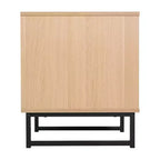 Flash Furniture Malaki – Table de chevet ou table d'appoint moderne du milieu du siècle avec tiroir accentué en rotin, étagère supérieure ouverte et pieds en métal