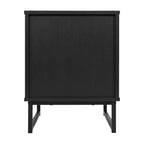 Flash Furniture Malaki – Table de chevet ou table d'appoint moderne du milieu du siècle avec tiroir accentué en rotin, étagère supérieure ouverte et pieds en métal
