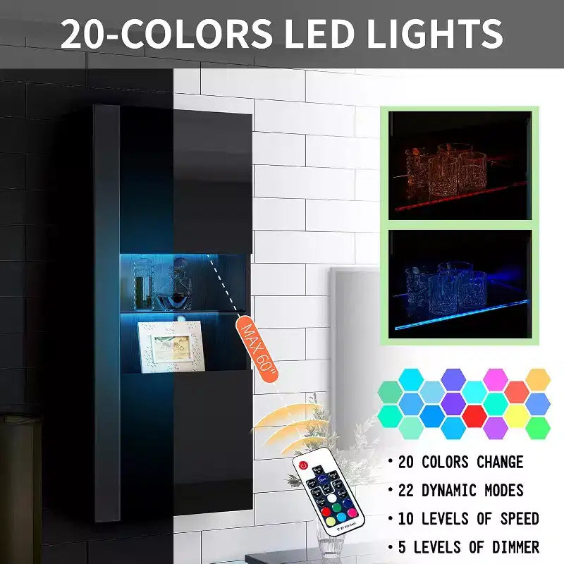 AMERLIFE Meubles Muraux avec Lumières LED, Commodes Modernes Suspendues pour Salon/Chambre, Lot de 2