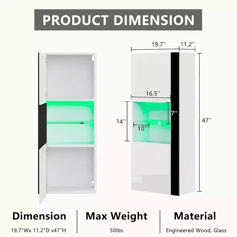 AMERLIFE Meubles Muraux avec Lumières LED, Commodes Modernes Suspendues pour Salon/Chambre, Lot de 2