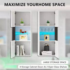 AMERLIFE Meubles Muraux avec Lumières LED, Commodes Modernes Suspendues pour Salon/Chambre, Lot de 2