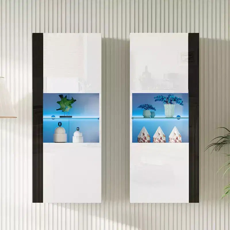 AMERLIFE Meubles Muraux avec Lumières LED, Commodes Modernes Suspendues pour Salon/Chambre, Lot de 2