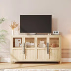 Acekool 55 Meuble de rangement de ferme, Buffet 4 portes vitrées avec étagères, Organisateur de cuisine et salle à manger mince, Blanc éclatant