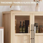 Acekool 55 Meuble de rangement de ferme, Buffet 4 portes vitrées avec étagères, Organisateur de cuisine et salle à manger mince, Blanc éclatant