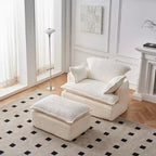 Fauteuil de canapé convertible compressé avec ottoman, Fauteuil moderne en velours côtelé pour petits espaces, salon, dortoir ou appartement