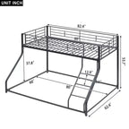 Okak Twin XL sur lit superposé en métal Queen avec échelle et rail de sécurité pour enfants et adolescents, montage facile, noir