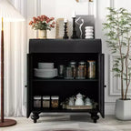 CLIHOME Armoire d'appoint avec 2 portes, buffet avec rangement, armoire de rangement décorative effet vieilli