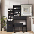 Vanity Desk with Lights, Makeup Vanity Desk with Sliding Lighted Mirror, Dressing Table with Drawers