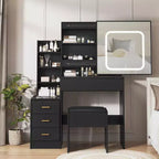 Vanity Desk with Lights, Makeup Vanity Desk with Sliding Lighted Mirror, Dressing Table with Drawers