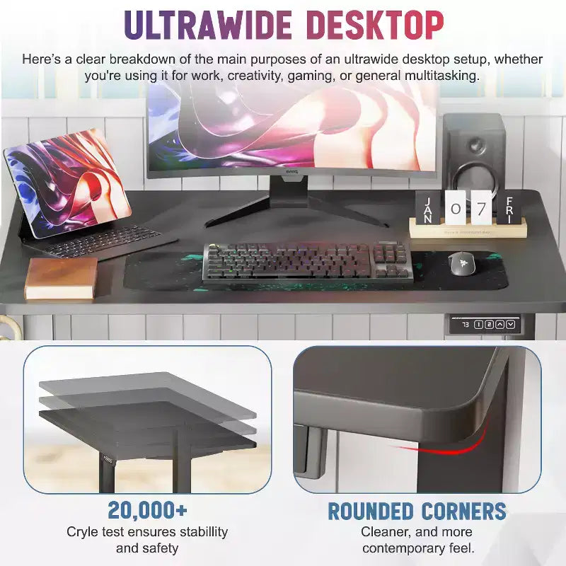 BestMassage Bureau debout électrique réglable en hauteur pour ordinateur, bureau de travail