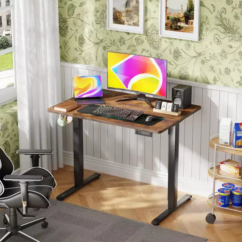BestMassage Bureau debout électrique réglable en hauteur pour ordinateur, bureau de travail