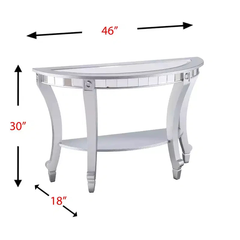 Console demi-lune miroir Lindsay - Argent - SEI