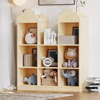 42.32 Wooden Kids Bookshelf & Toy Organizer - Natural Playhouse Storage Shelf for Playroom, Nursery & Kids Room