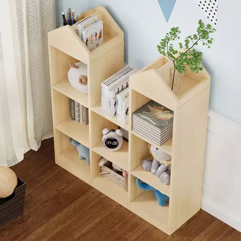 42,32 Bibliothèque et Organisateur de jouets en bois pour enfants - Étagère de rangement naturelle en forme de maison de jeu pour salle de jeux, chambre de bébé et chambre d'enfants