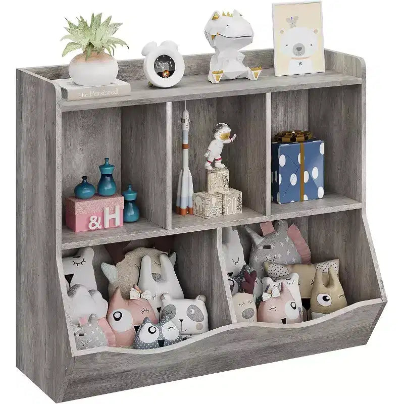 Toy Storage Organizer, Kids Bookshelf with Cubby Organizer Cabinet, Toy Organizer for Children Bedroom, Playroom, Nursery