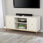 Meuble TV Marradi avec rangements – Blanc cassé – SEI