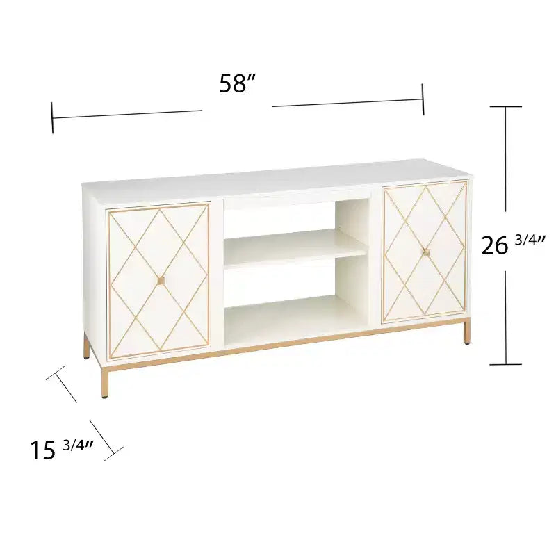Meuble TV Marradi avec rangements – Blanc cassé – SEI