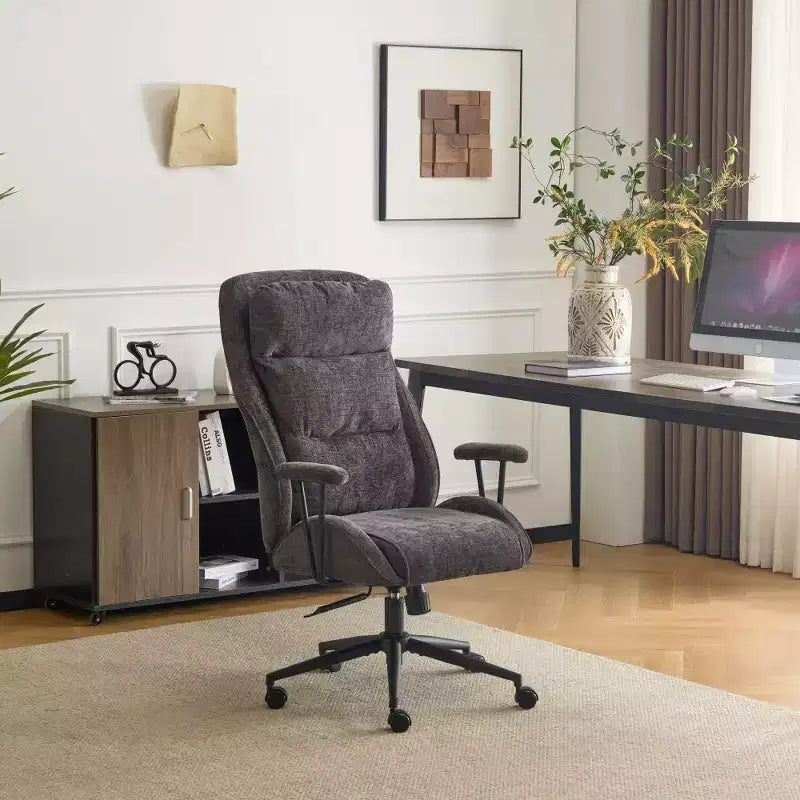 Chaise pivotante Karl Home en PU noir à dossier haut, réglable, pour l'intérieur et les loisirs