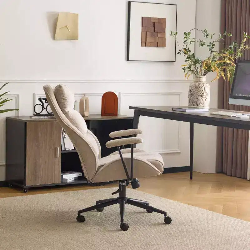 Chaise pivotante Karl Home en PU noir à dossier haut, réglable, pour l'intérieur et les loisirs