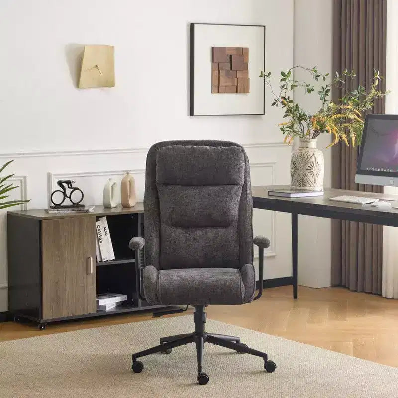 Chaise pivotante Karl Home en PU noir à dossier haut, réglable, pour l'intérieur et les loisirs