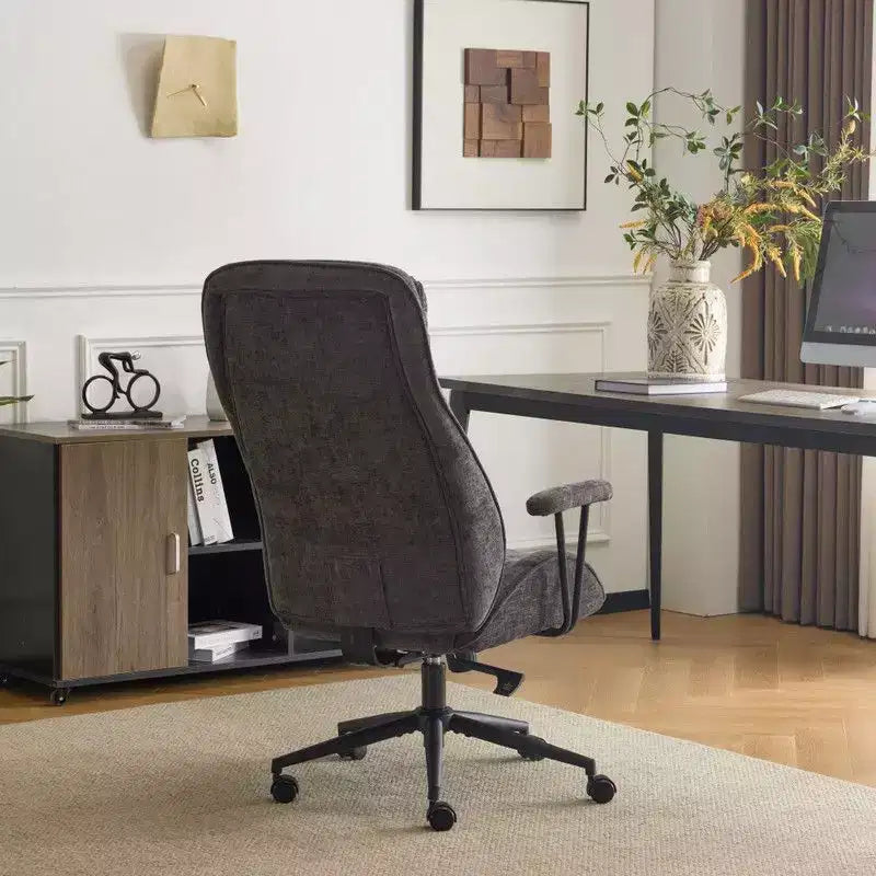 Chaise pivotante Karl Home en PU noir à dossier haut, réglable, pour l'intérieur et les loisirs
