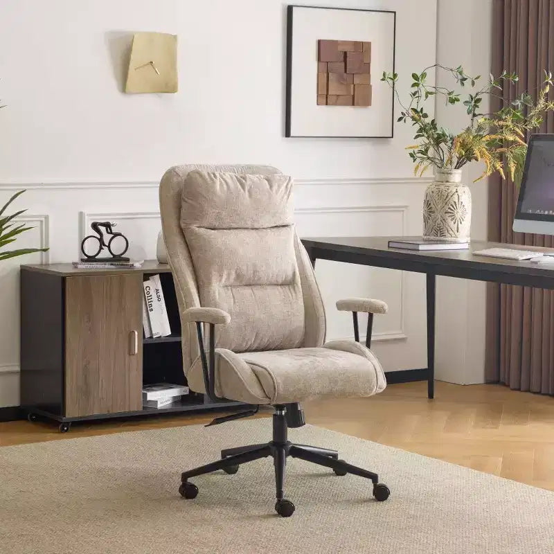 Chaise pivotante Karl Home en PU noir à dossier haut, réglable, pour l'intérieur et les loisirs
