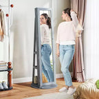HOMCOM Armoire à bijoux avec miroir, rotative à 360°, psyché, étagères de rangement, petit miroir intérieur, pour chambre et salon