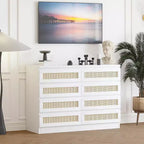 Armoires de rangement décoratives en rotin, commode pour chambre à coucher, commode à 8 tiroirs pour placard