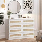 Armoires de rangement décoratives en rotin, commode pour chambre à coucher, commode à 8 tiroirs pour placard