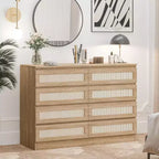 Armoires de rangement décoratives en rotin, commode pour chambre à coucher, commode à 8 tiroirs pour placard