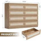 Armoires de rangement décoratives en rotin, commode pour chambre à coucher, commode à 8 tiroirs pour placard