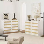 Armoires de rangement décoratives en rotin, commode pour chambre à coucher, commode à 8 tiroirs pour placard