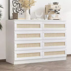 Rattan Decorative Storage Cabinets, Dresser for Bedroom, 8 Drawer Dresser for Closet