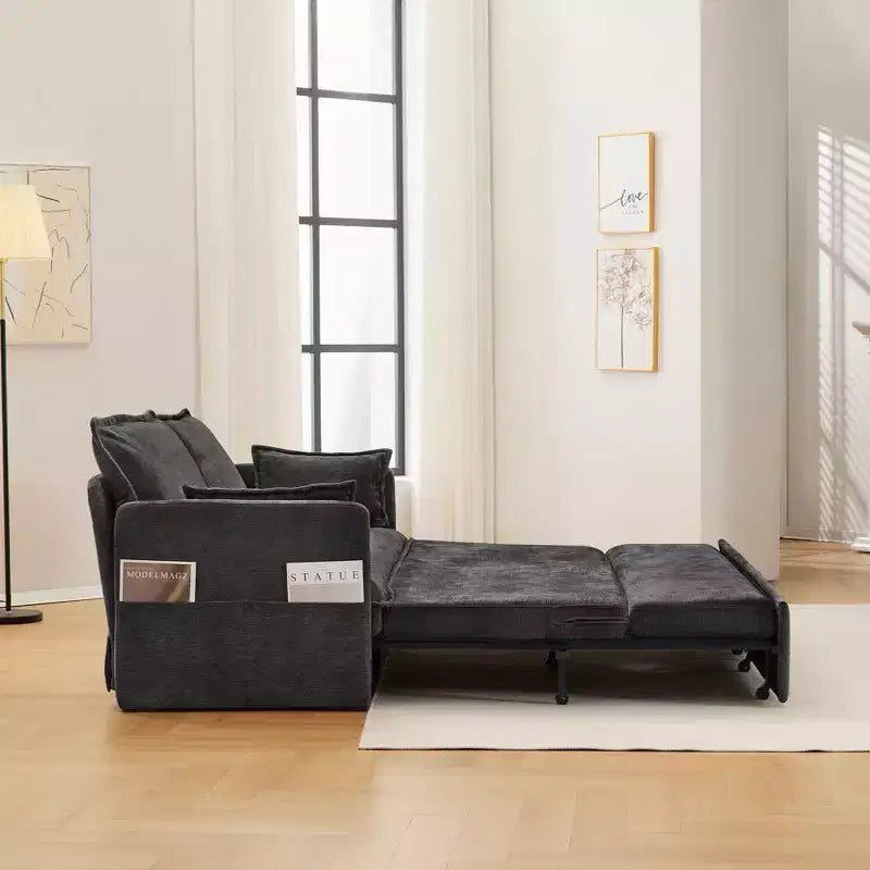 Whisen Pull Out Sofa Bed, Convertible Sleeper Sofa Couch with Side Storage and USB/C-TYPE Charging Ports