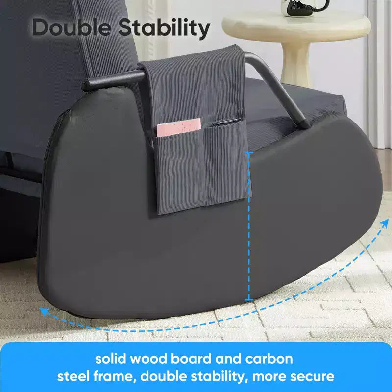 Mjkone Fauteuil à Bascule Rembourré en Velours Côtelé avec Pieds en Bois Recouverts de Cuir et Repose-Pieds Réglable