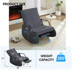 Mjkone Fauteuil à Bascule Rembourré en Velours Côtelé avec Pieds en Bois Recouverts de Cuir et Repose-Pieds Réglable