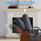 Mjkone Fauteuil à Bascule Rembourré en Velours Côtelé avec Pieds en Bois Recouverts de Cuir et Repose-Pieds Réglable
