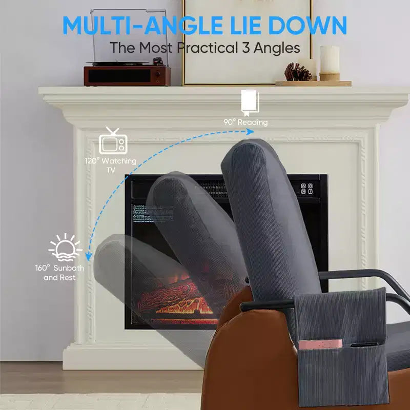 Mjkone Fauteuil à Bascule Rembourré en Velours Côtelé avec Pieds en Bois Recouverts de Cuir et Repose-Pieds Réglable