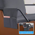Mjkone Fauteuil à Bascule Rembourré en Velours Côtelé avec Pieds en Bois Recouverts de Cuir et Repose-Pieds Réglable