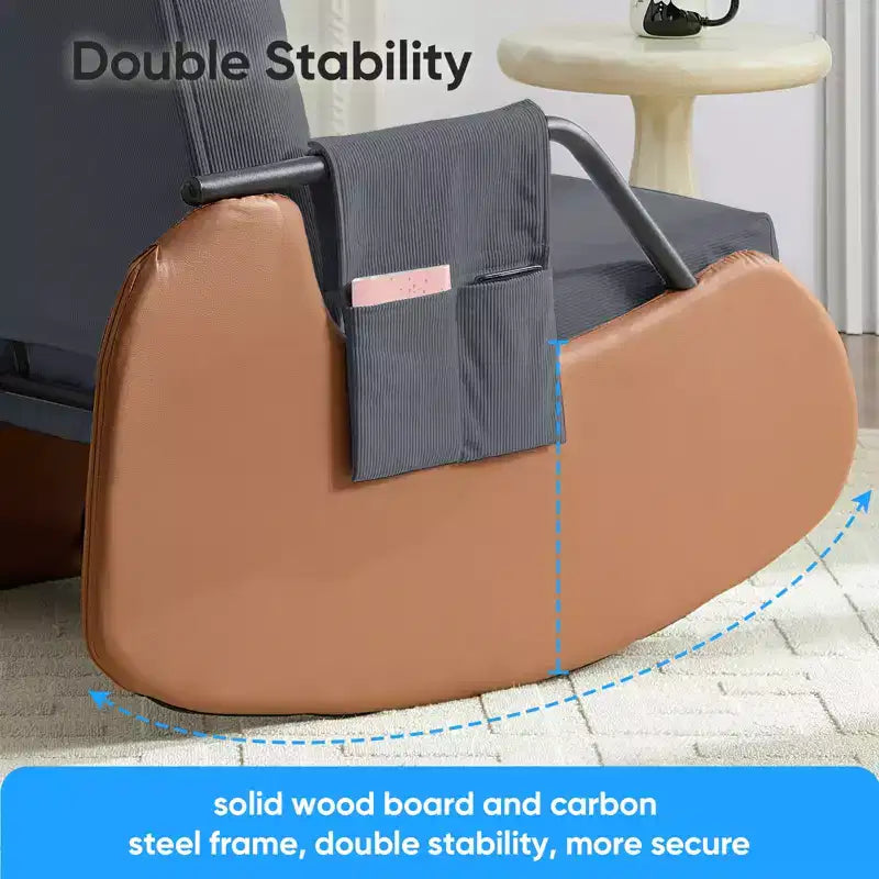 Mjkone Fauteuil à Bascule Rembourré en Velours Côtelé avec Pieds en Bois Recouverts de Cuir et Repose-Pieds Réglable