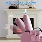 Mjkone Fauteuil à Bascule Rembourré en Velours Côtelé avec Pieds en Bois Recouverts de Cuir et Repose-Pieds Réglable